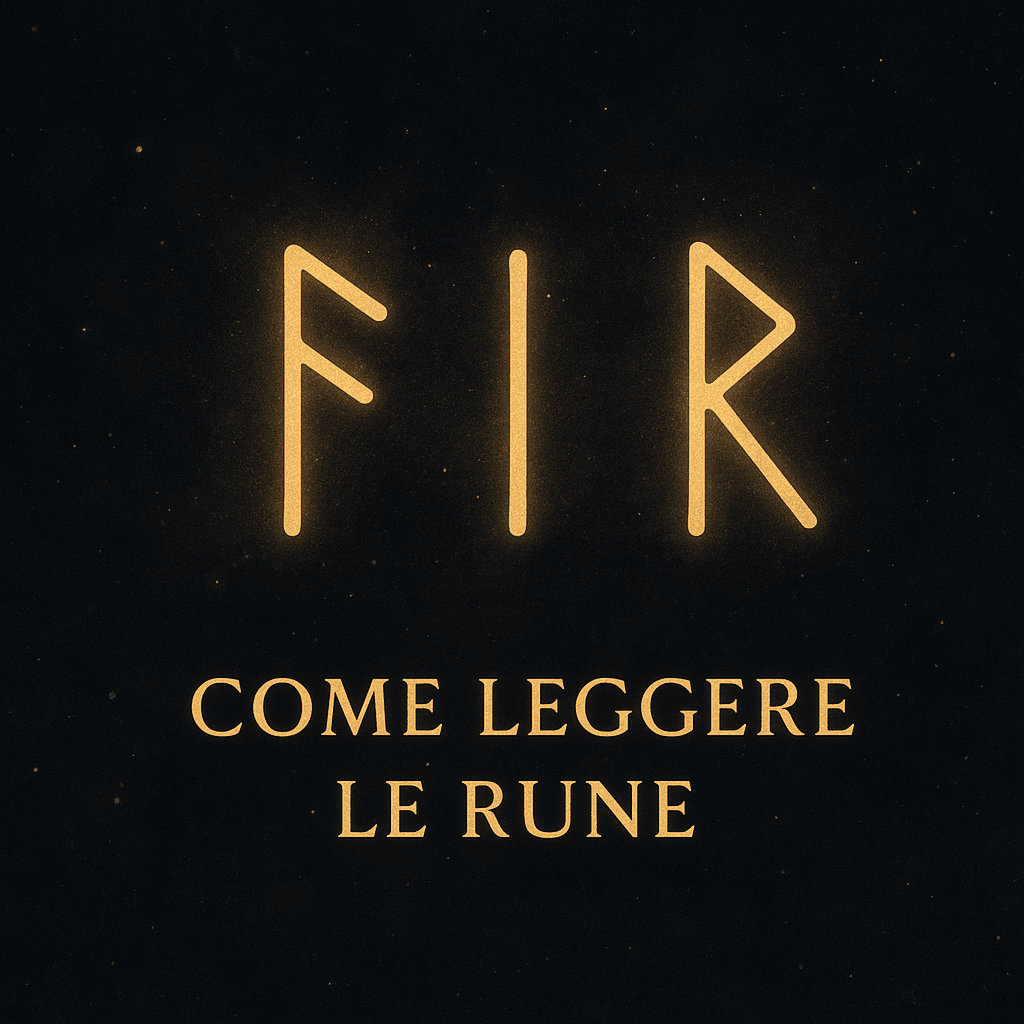 Illustrazione esoterica con rune dorate su sfondo scuro, immagine di copertina per l’articolo Come leggere le rune.